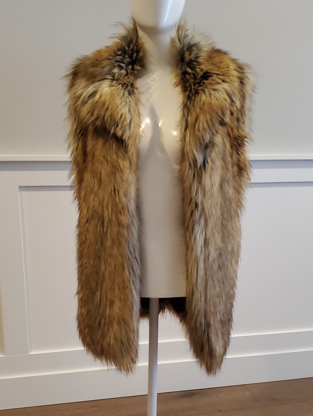 Denim & Supply Ralph Lauren Faux Fur Long Vest in Honey Tan